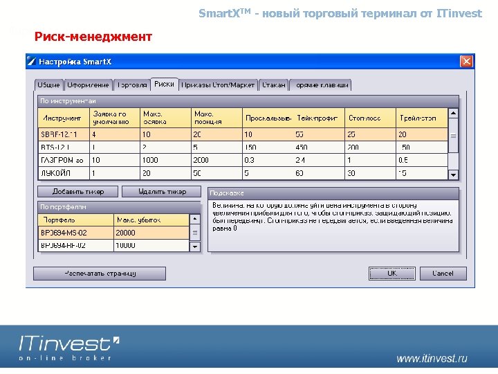 Smart. XTM - новый торговый терминал от ITinvest Риск-менеджмент Smart. XTM – новый торговый