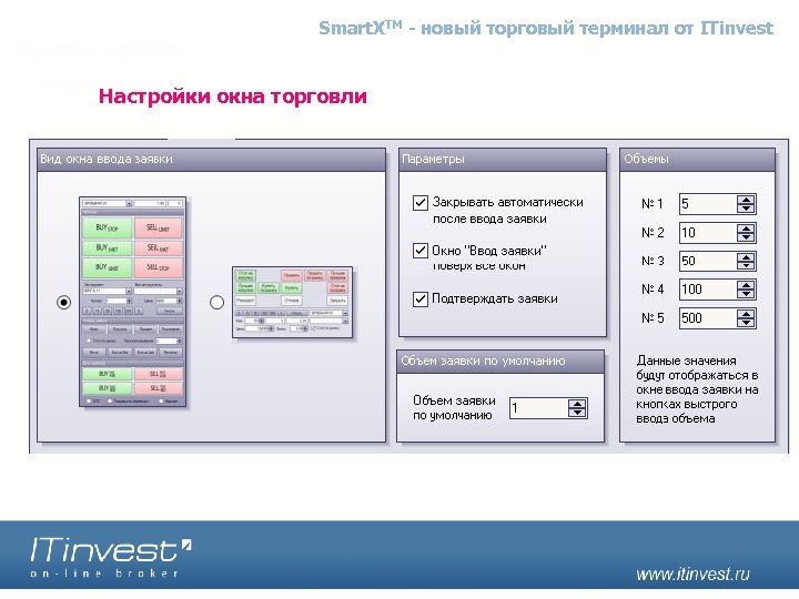 Smart. XTM - новый торговый терминал от ITinvest Настройки окна торговли 5) Индикаторы качества