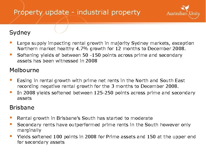 Property update - industrial property Sydney § § Large supply impacting rental growth in