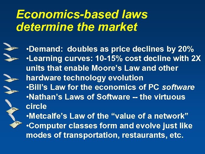 Economics-based laws determine the market • Demand: doubles as price declines by 20% •