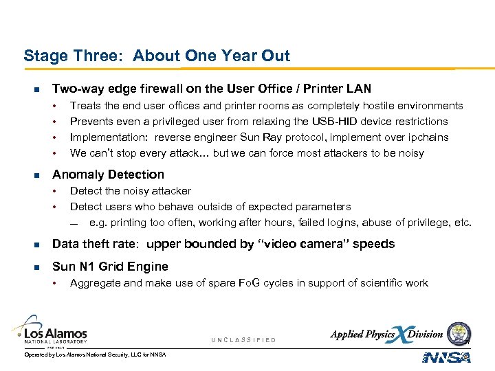 Stage Three: About One Year Out n Two-way edge firewall on the User Office