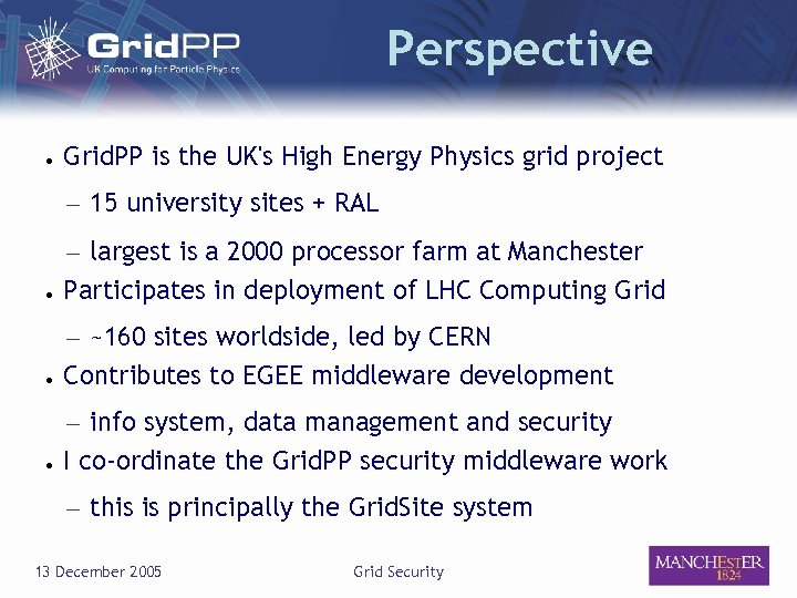 Perspective ● Grid. PP is the UK's High Energy Physics grid project – 15