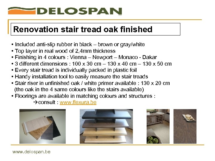 Renovation stair tread oak finished • Included anti-slip rubber in black – brown or