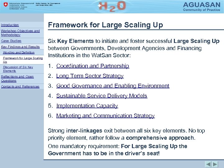 Introduction Framework for Large Scaling Up Workshop Objectives and Methodology Case Studies Key Findings