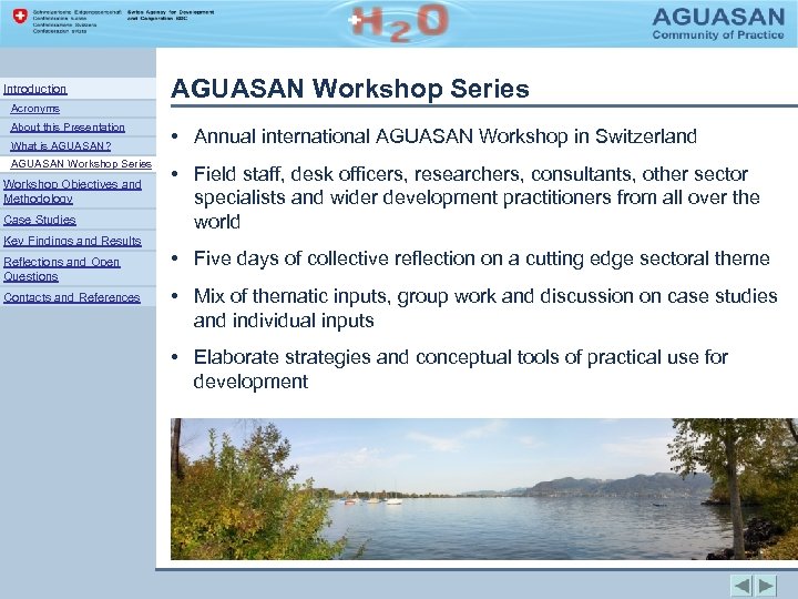 Introduction Acronyms About this Presentation What is AGUASAN? AGUASAN Workshop Series Workshop Objectives and