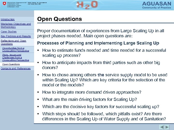 Introduction Workshop Objectives and Methodology Open Questions Key Findings and Results Proper documentation of