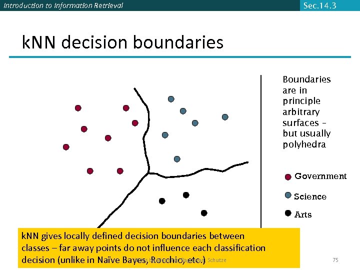 Introduction to Information Retrieval Sec. 14. 3 k. NN decision boundaries Boundaries are in