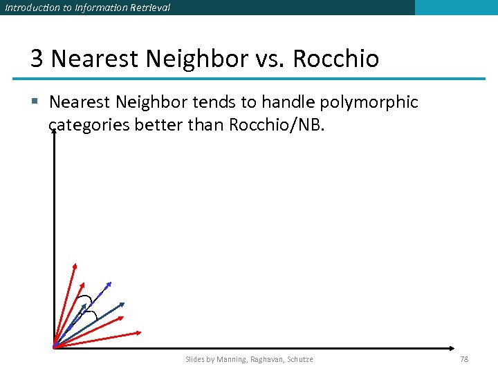 Introduction to Information Retrieval 3 Nearest Neighbor vs. Rocchio § Nearest Neighbor tends to