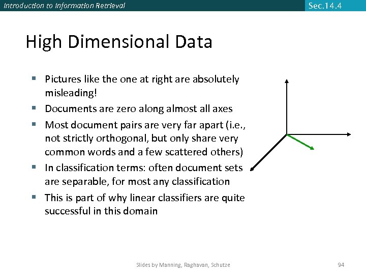 Introduction to Information Retrieval Sec. 14. 4 High Dimensional Data § Pictures like the