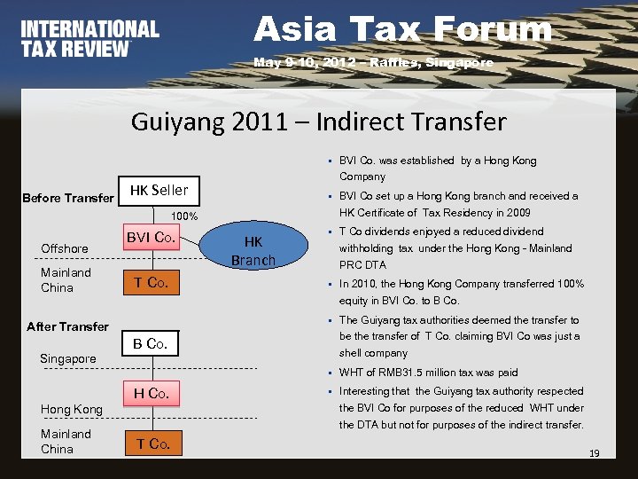 Asia Tax Forum May 9 -10, 2012 – Raffles, Singapore Guiyang 2011 – Indirect