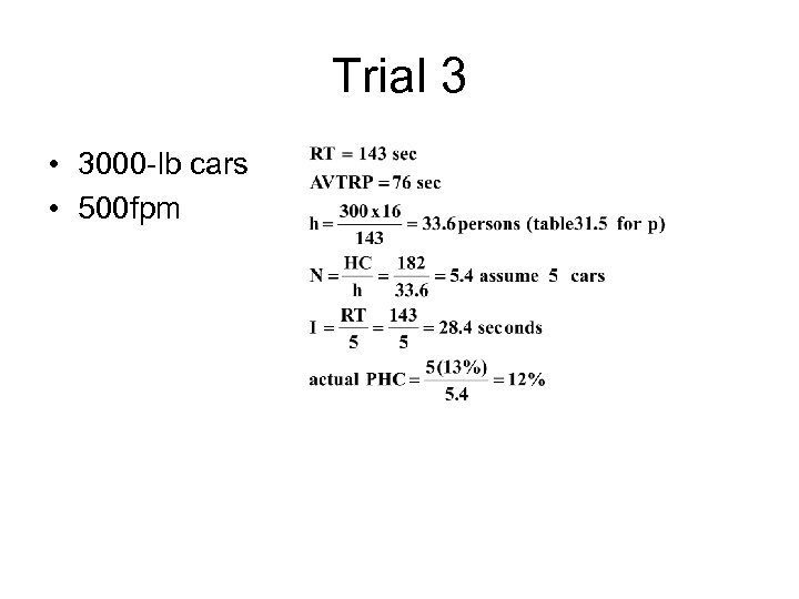 Trial 3 • 3000 -lb cars • 500 fpm 