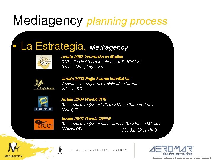 Mediagency planning process • La Estrategia, Mediagency Jurado 2003 Innovación en Medios FIAP –