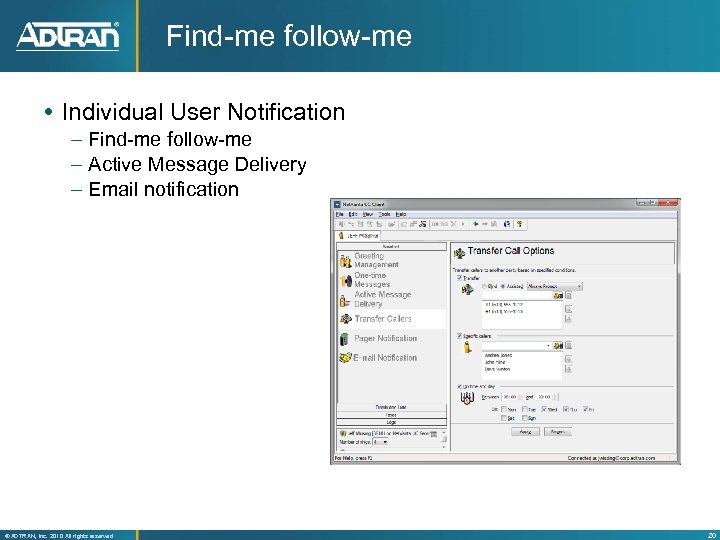 Find-me follow-me Individual User Notification – Find-me follow-me – Active Message Delivery – Email