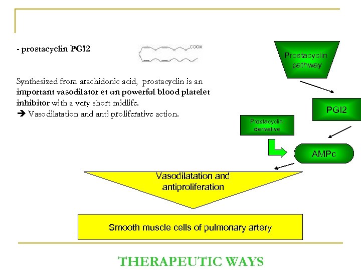 - prostacyclin PGI 2 Prostacyclin pathway Synthesized from arachidonic acid, prostacyclin is an important