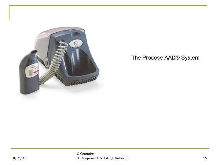 The Prodose AAD® System 8/02/07 S. Couturier; T. Desquemack; N. Taleb; L. Willaume 25