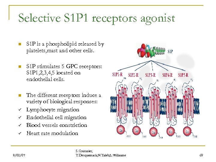 Selective S 1 P 1 receptors agonist n S 1 P is a phospholipid