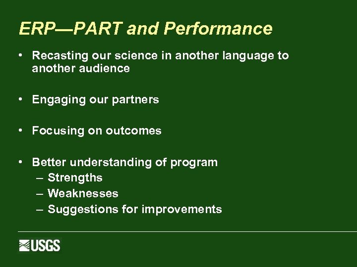 ERP—PART and Performance • Recasting our science in another language to another audience •
