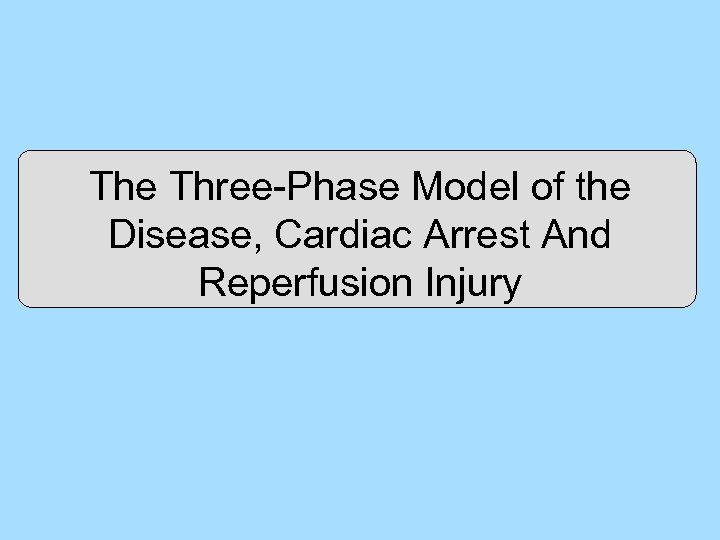 The Three-Phase Model of the Disease, Cardiac Arrest And Reperfusion Injury 