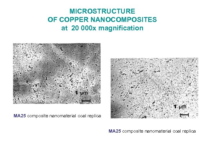 MICROSTRUCTURE OF COPPER NANOCOMPOSITES at 20 000 х magnification 1 μm МА 25 composite