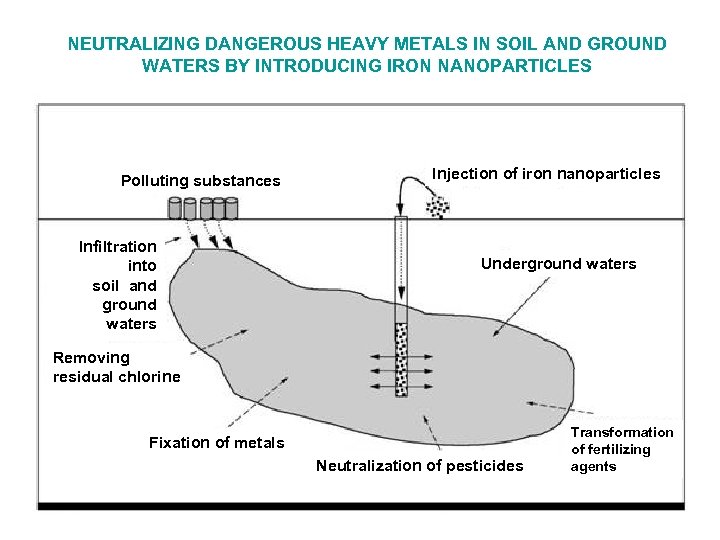 NEUTRALIZING DANGEROUS HEAVY METALS IN SOIL AND GROUND WATERS BY INTRODUCING IRON NANOPARTICLES Polluting