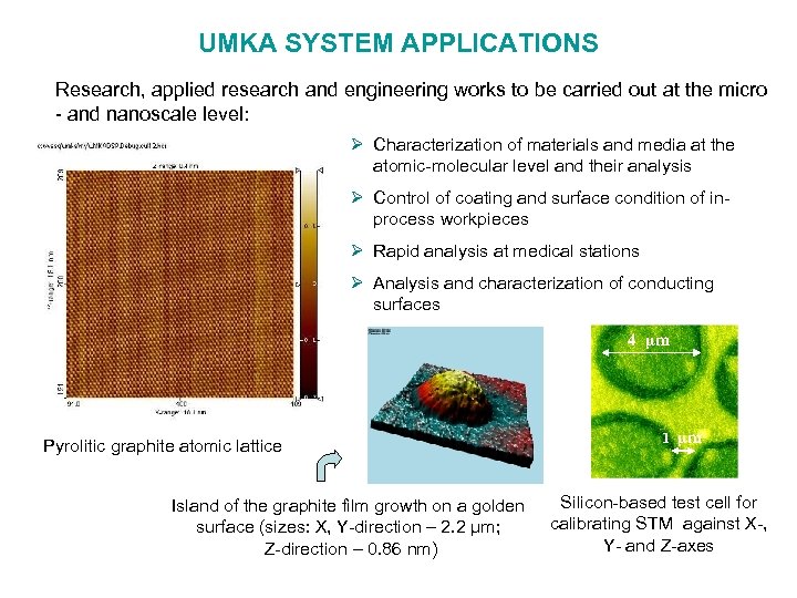 UMKA SYSTEM APPLICATIONS Research, applied research and engineering works to be carried out at
