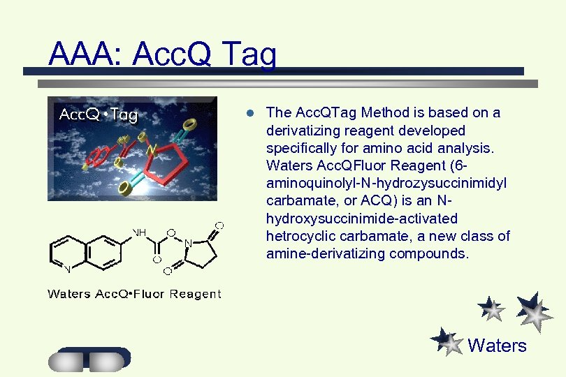 AAA: Acc. Q Tag l The Acc. QTag Method is based on a derivatizing