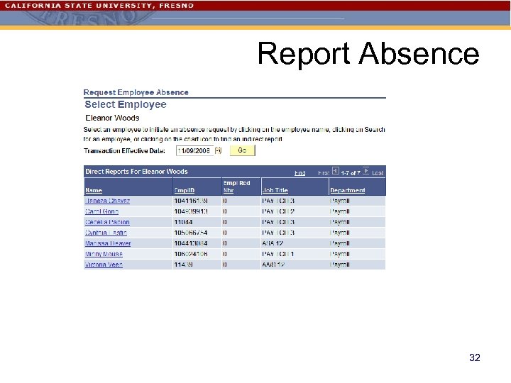 Report Absence 32 