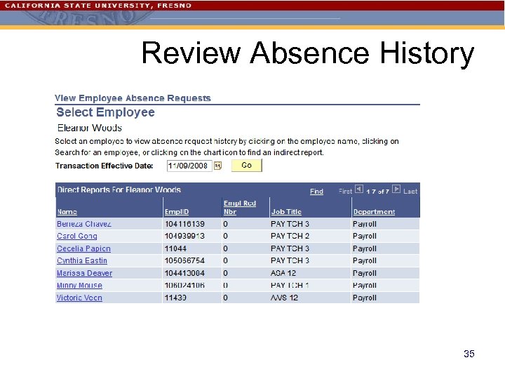 Review Absence History 35 
