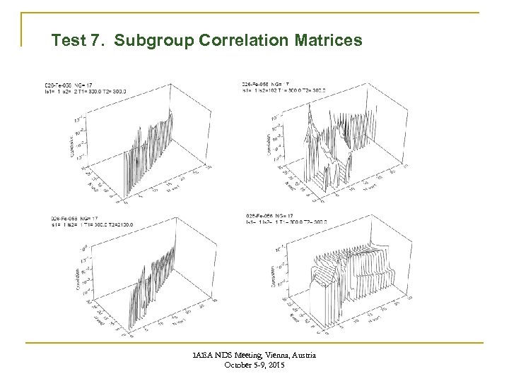Test 7. Subgroup Correlation Matrices IAEA NDS Meeting, Vienna, Austria October 5 -9, 2015