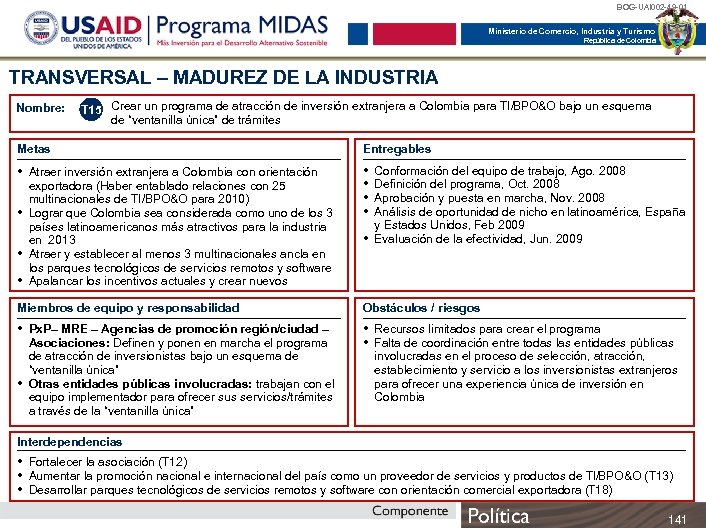 BOG-UAI 002 -49 -01 Ministerio de Comercio, Industria y Turismo República de Colombia TRANSVERSAL