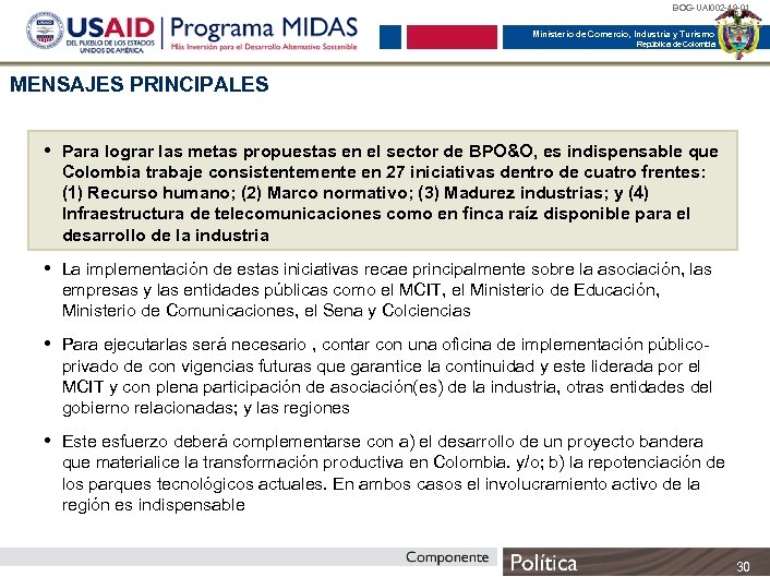 BOG-UAI 002 -49 -01 Ministerio de Comercio, Industria y Turismo República de Colombia MENSAJES