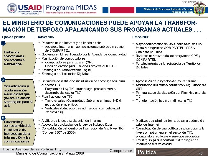 BOG-UAI 002 -49 -01 Ministerio de Comercio, Industria y Turismo República de Colombia EL