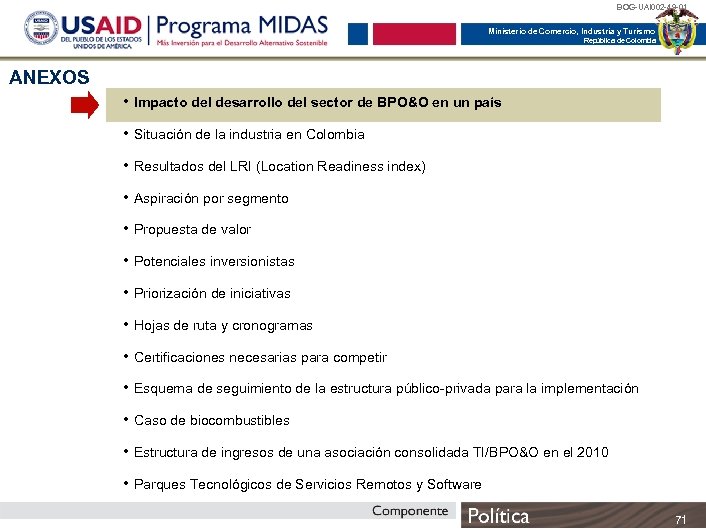 BOG-UAI 002 -49 -01 Ministerio de Comercio, Industria y Turismo República de Colombia ANEXOS