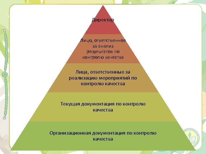Директор Лицо, ответственное за анализ результатов по контролю качества Лица, ответственные за реализацию мероприятий