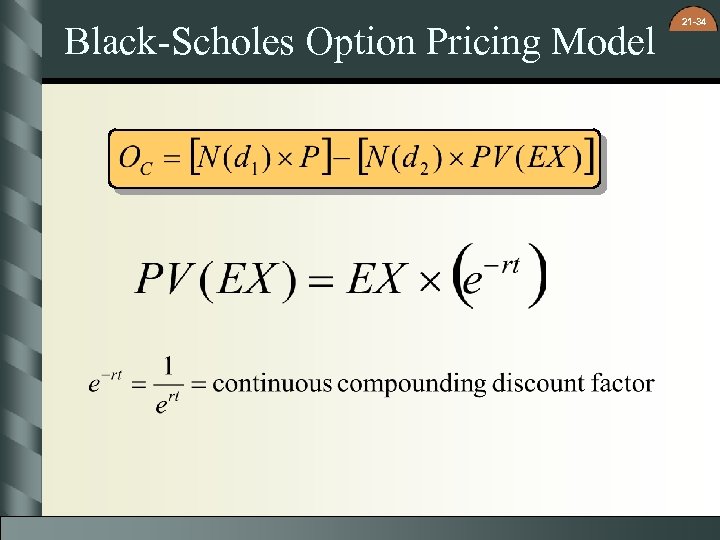 Black-Scholes Option Pricing Model 21 -34 