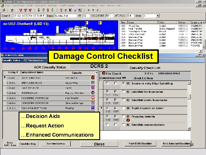 Damage Control Checklist …Decision Aids …Request Action …Enhanced Communications 14 