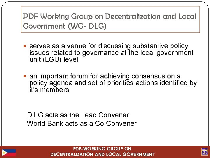 PDF Working Group on Decentralization and Local Government (WG- DLG) serves as a venue