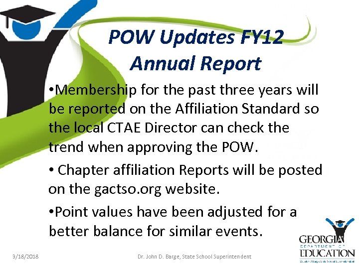 POW Updates FY 12 Annual Report • Membership for the past three years will