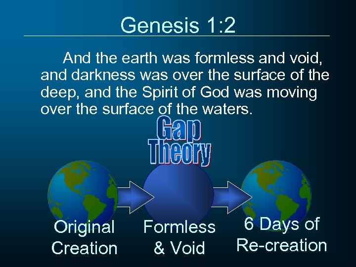 Genesis 1: 2 And the earth was formless and void, and darkness was over