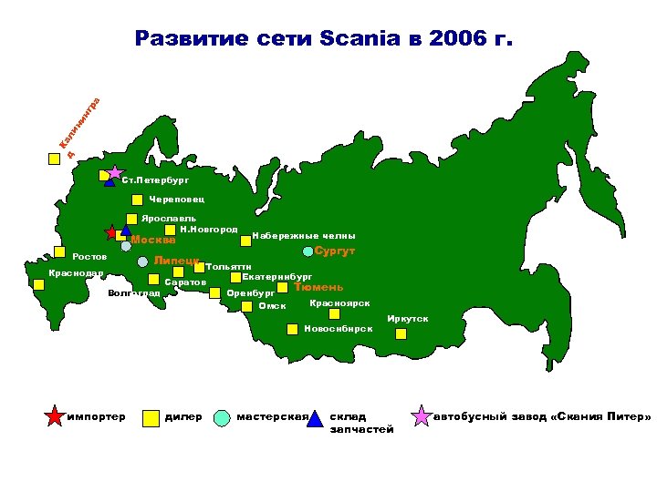 д Ка ли ни нг ра Развитие сети Scania в 2006 г. Ст. Петербург