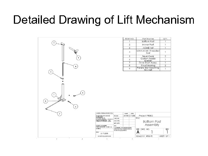 Detailed Drawing of Lift Mechanism 