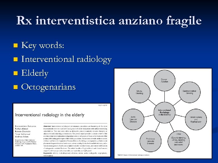 Rx interventistica anziano fragile Key words: n Interventional radiology n Elderly n Octogenarians n