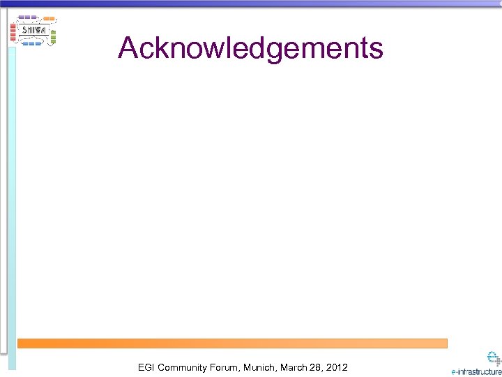 Acknowledgements EGI Community Forum, Munich, March 28, 2012 