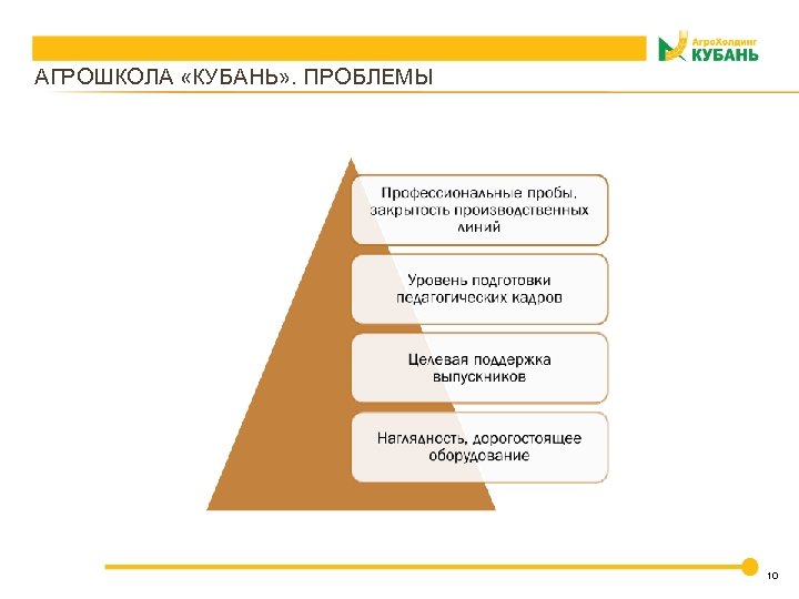 АГРОШКОЛА «КУБАНЬ» . ПРОБЛЕМЫ 10 