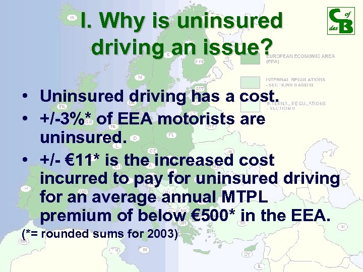 I. Why is uninsured driving an issue? • Uninsured driving has a cost. •