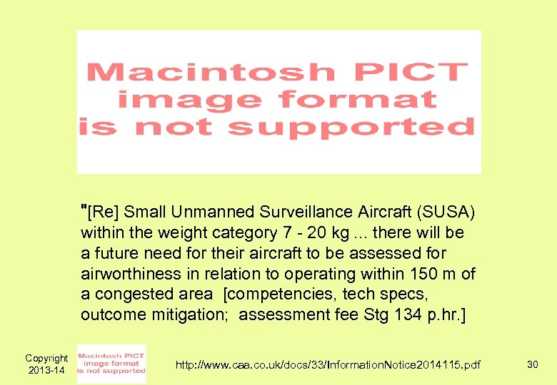 "[Re] Small Unmanned Surveillance Aircraft (SUSA) within the weight category 7 - 20 kg.