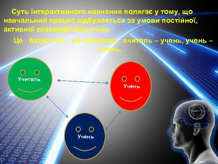 Суть інтерактивного навчання полягає у тому, що навчальний процес відбувається за умови постійної, активної