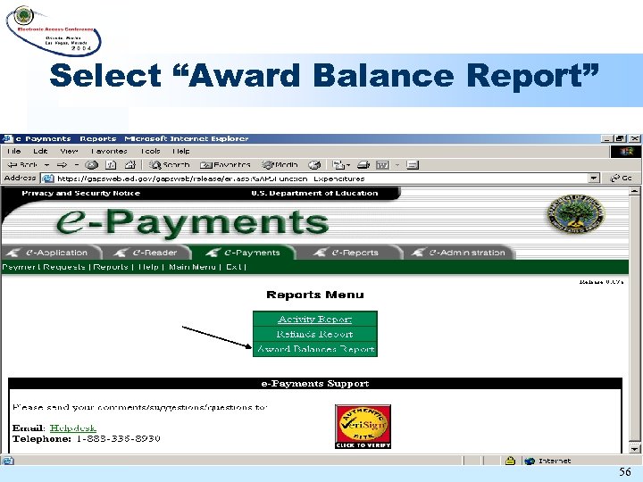 Select “Award Balance Report” 56 