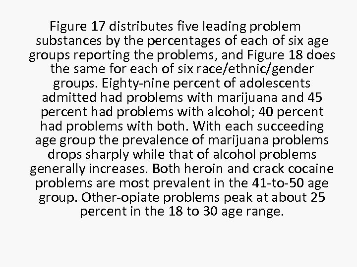 Figure 17 distributes five leading problem substances by the percentages of each of six