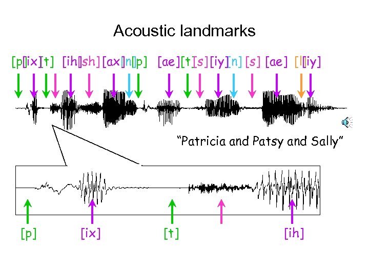 Acoustic landmarks [p] [t] [ih] [ix] [sh] [ax] [p] [ae] [t] [iy][n] [s] [ae]
